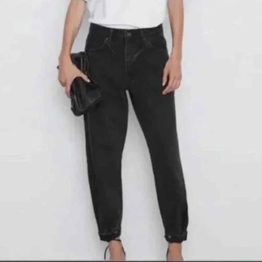 Zara Charcoal Ankle Snap Denim Pants
